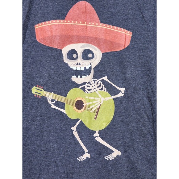 Skeleton Mariachi Black T-Shirt Size L Halloween Horror Boho Hippie - Picture 2 of 5